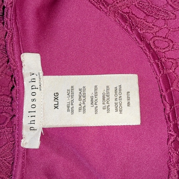 Philosophy Fuchsia Lace Top Size XL - Picture 4 of 7